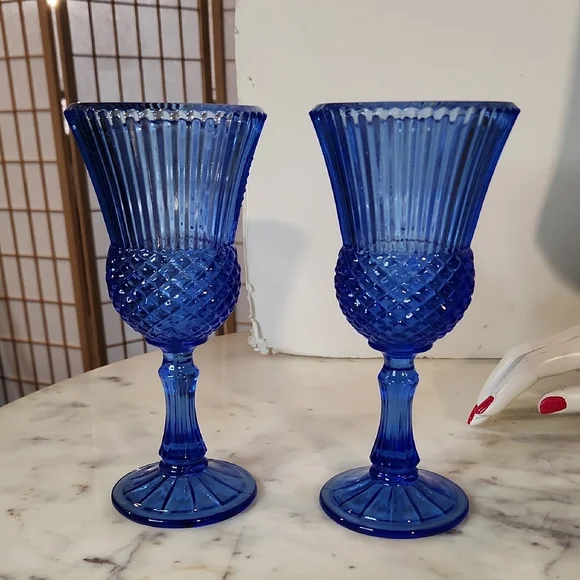 Vintage | Avon Fostria Cobalt Blue Goblets 8oz Set 1970's - Picture 5 of 5